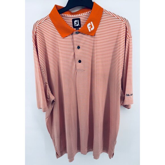 Footjoy Polo Shirt Mens XXL Orange White Stripes Elks Club Stretch Golf - Picture 1 of 13